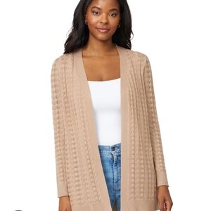Melissa Paige Taupe Cable-Front Open Cardigan Size L